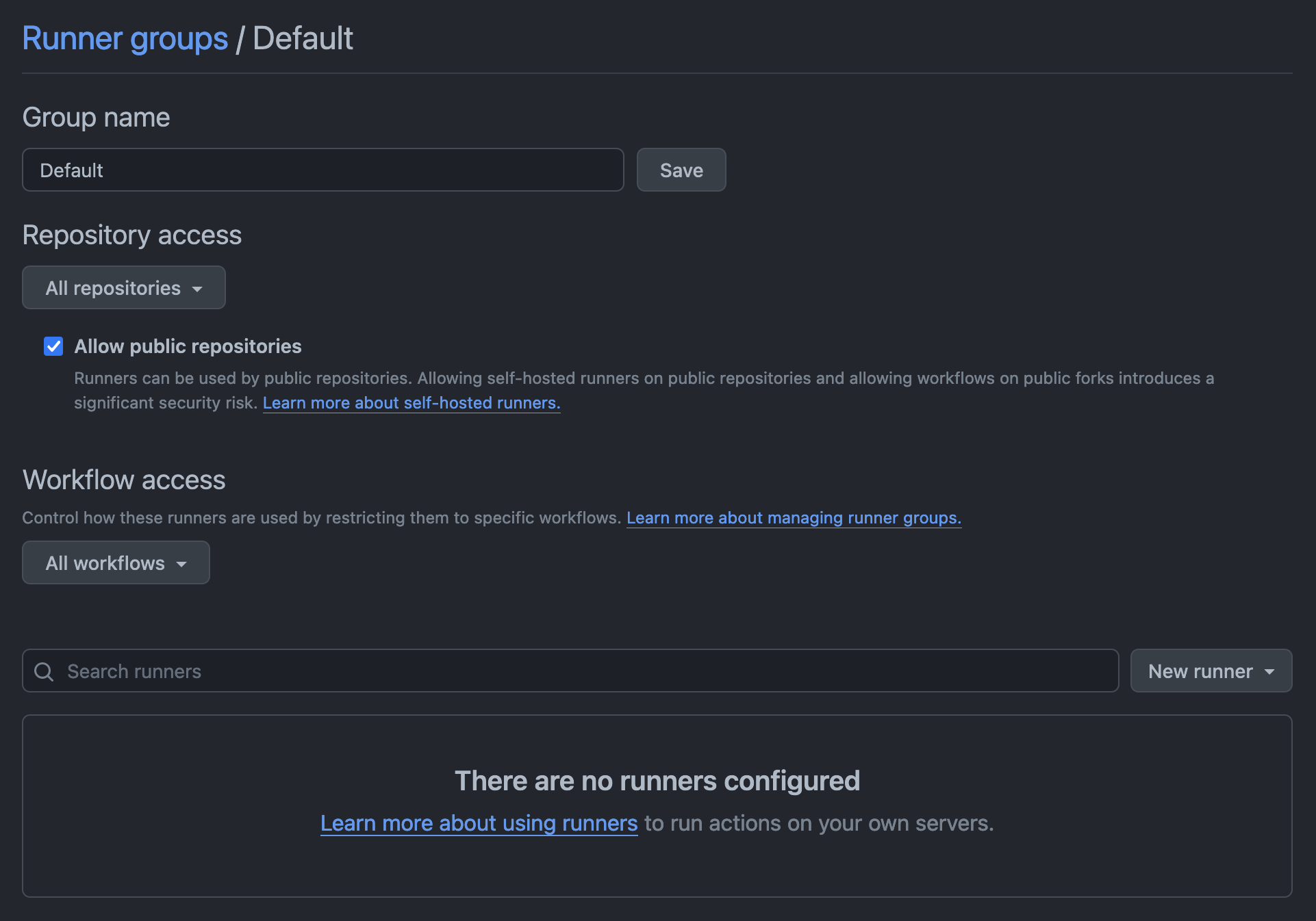 Allow runners to be used in public repositories